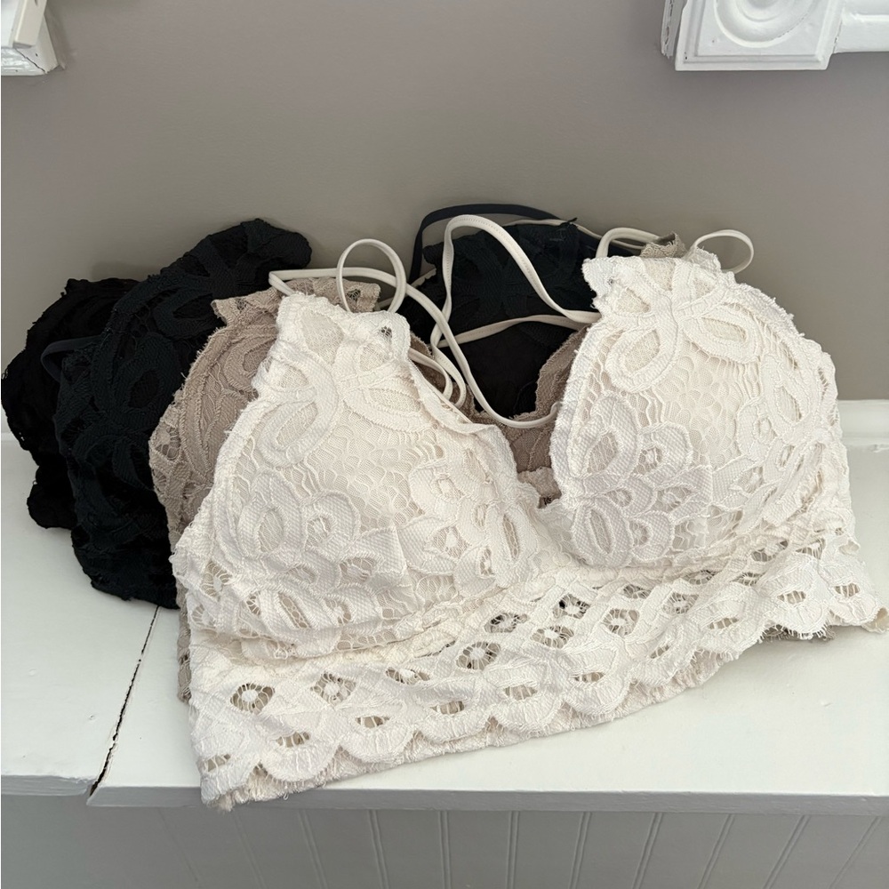 Lace Bralette set of 4 - Cream, Tan, Charcoal, Black